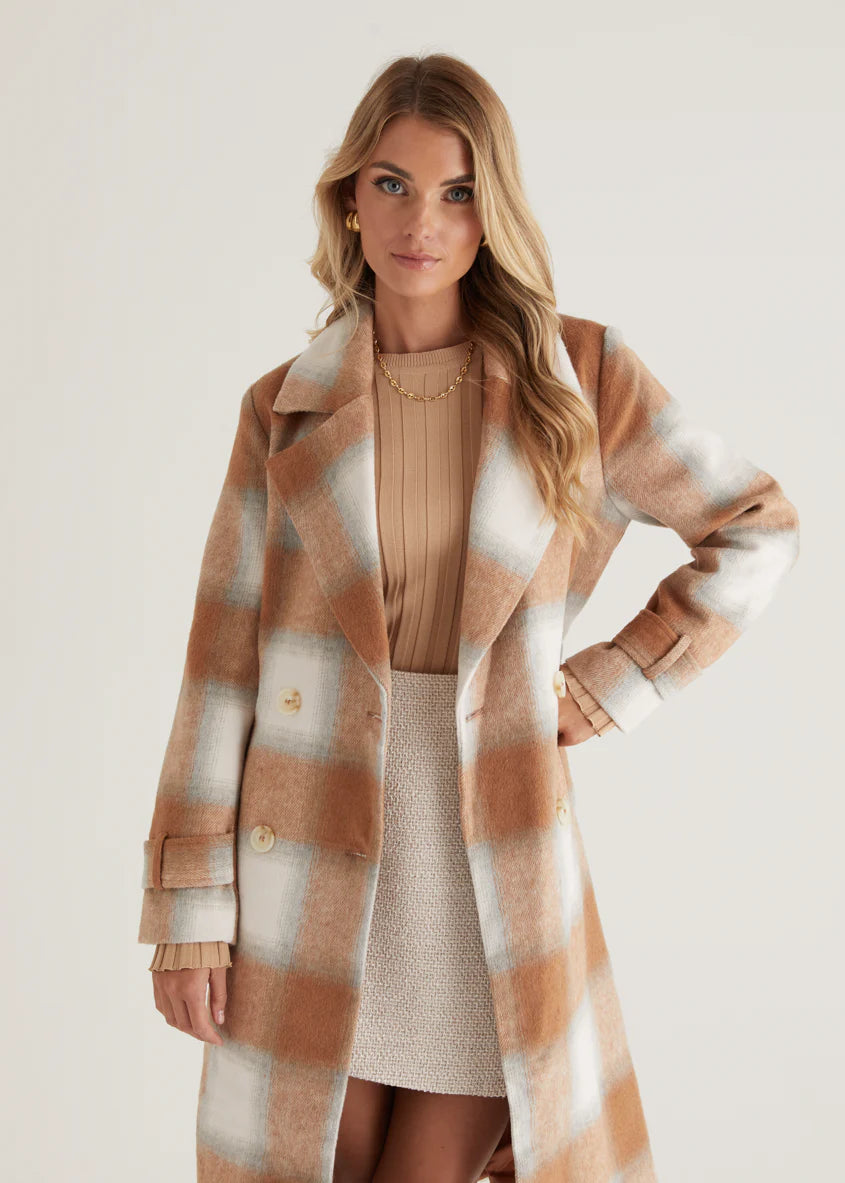 Laterro Coat - Tan Check