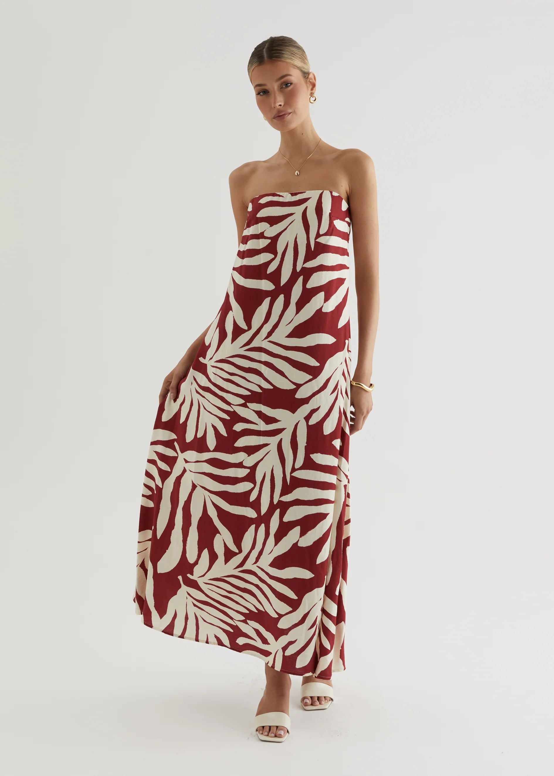 Remora Strapless Maxi Dress - Ruby Leaf