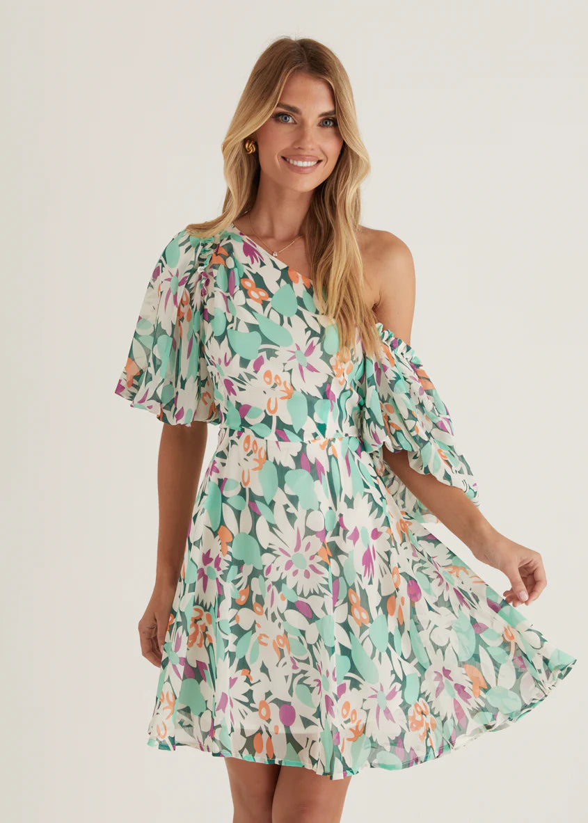 Cavo Off Shoulder Dress - Rio Green