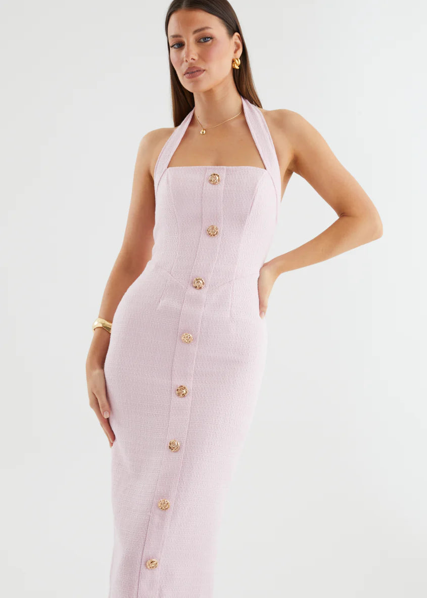 Marina Halter Maxi Dress - Baby Pink