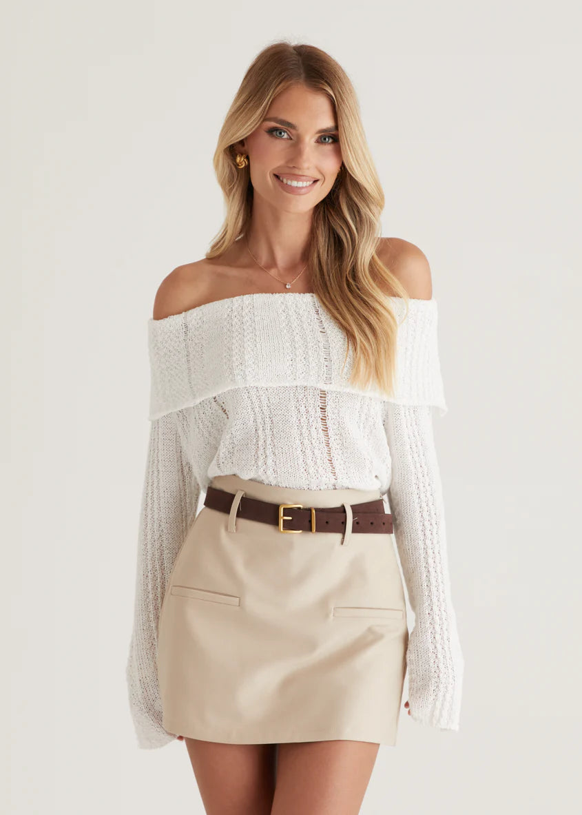 Lucy Off Shoulder Sweater - Off White