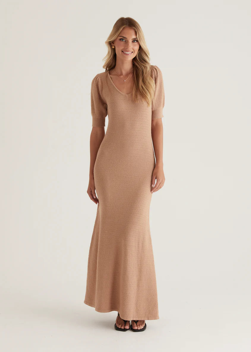 Paulette Knit Maxi Dress - Camel