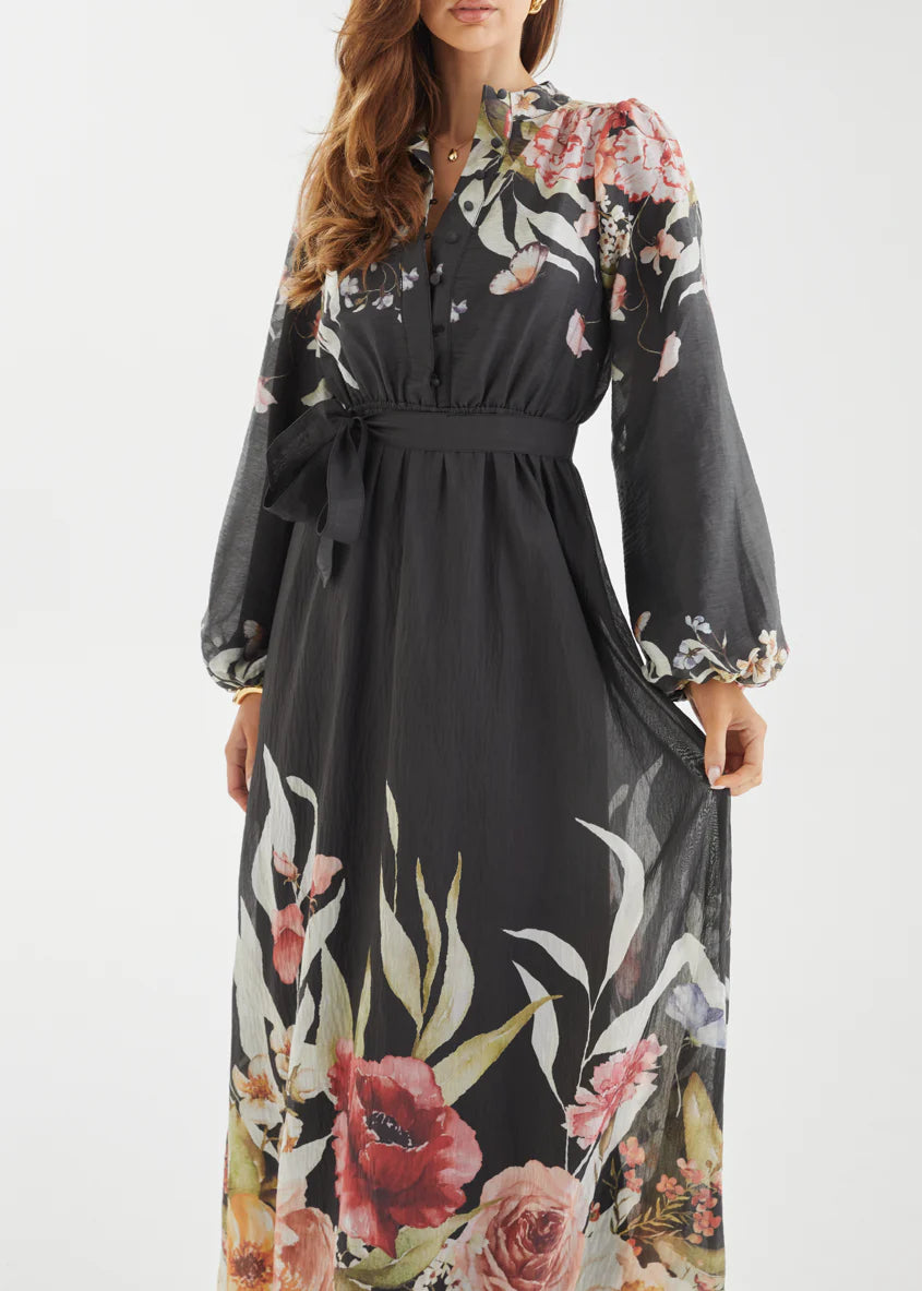 Tracie Maxi Dress - Black Garden
