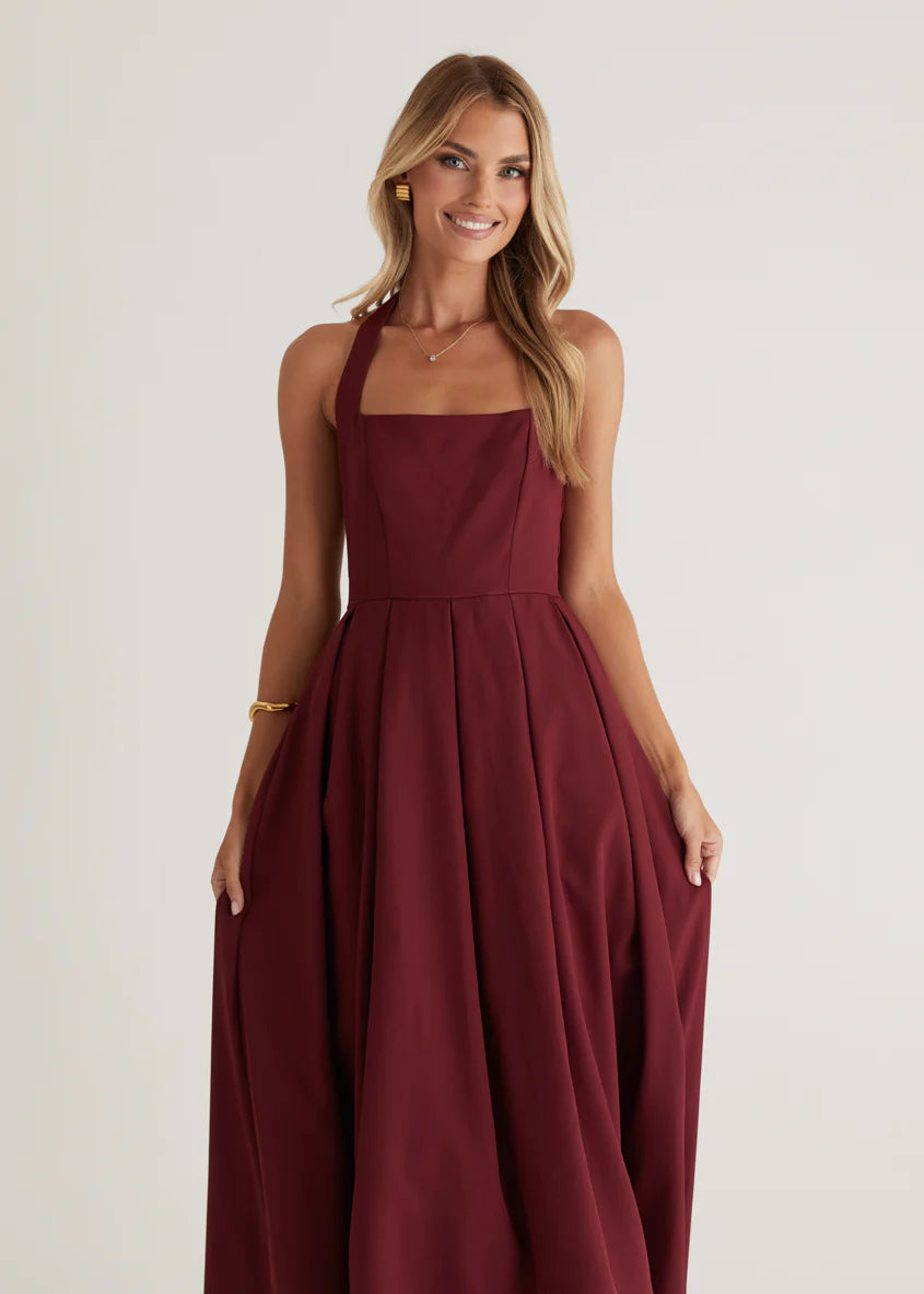 Leigh Halter Maxi Dress - Wine