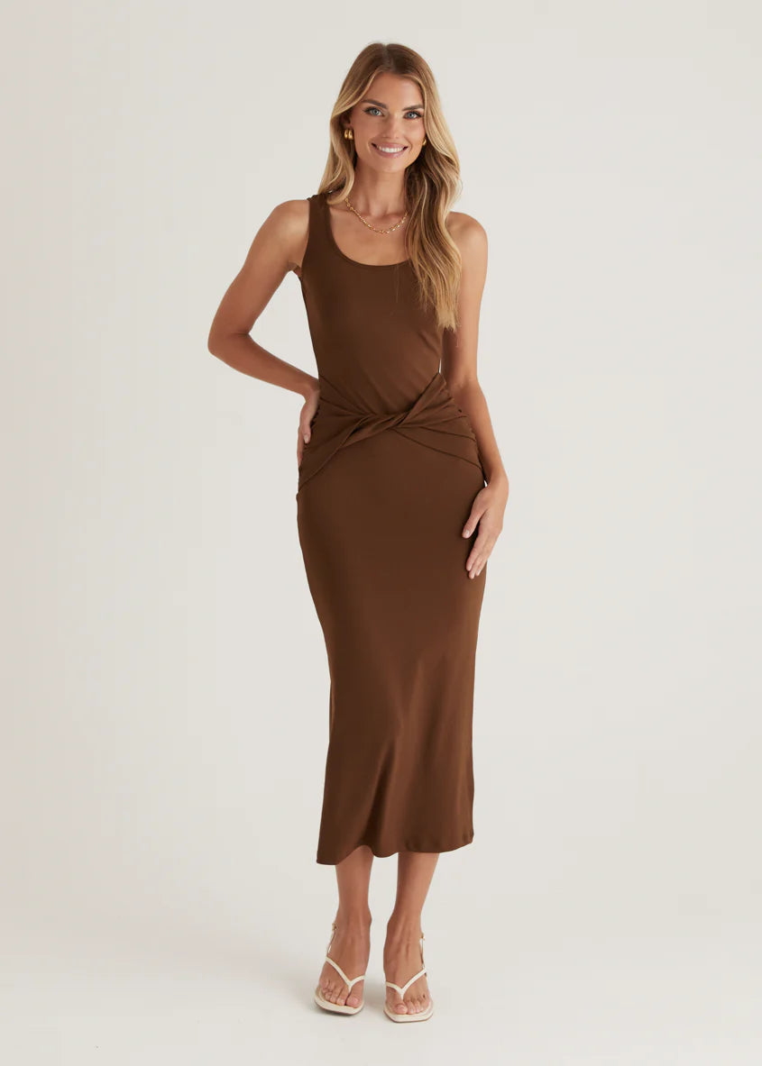 Sonia Midi Dress - Chocolate