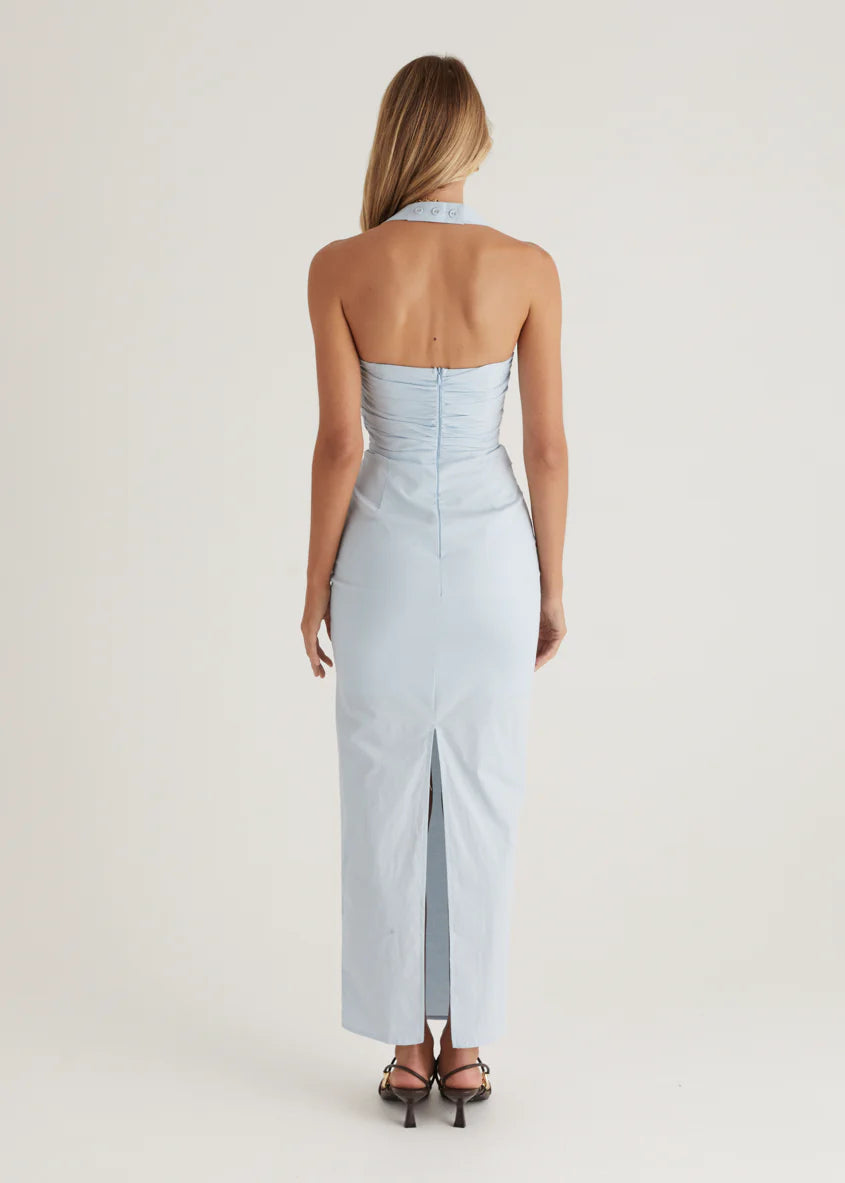 Sadie Halter Maxi Dress - Ice Blue
