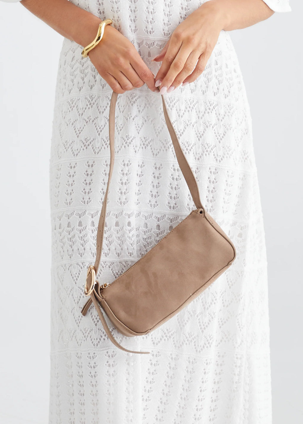 Hailey Shoulder Bag - Fawn Suede