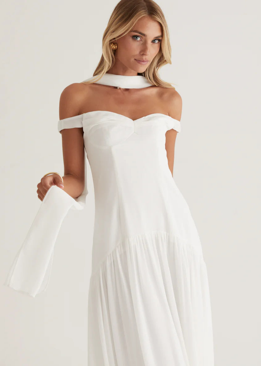Kirah Off Shoulder Maxi Dress - Off White