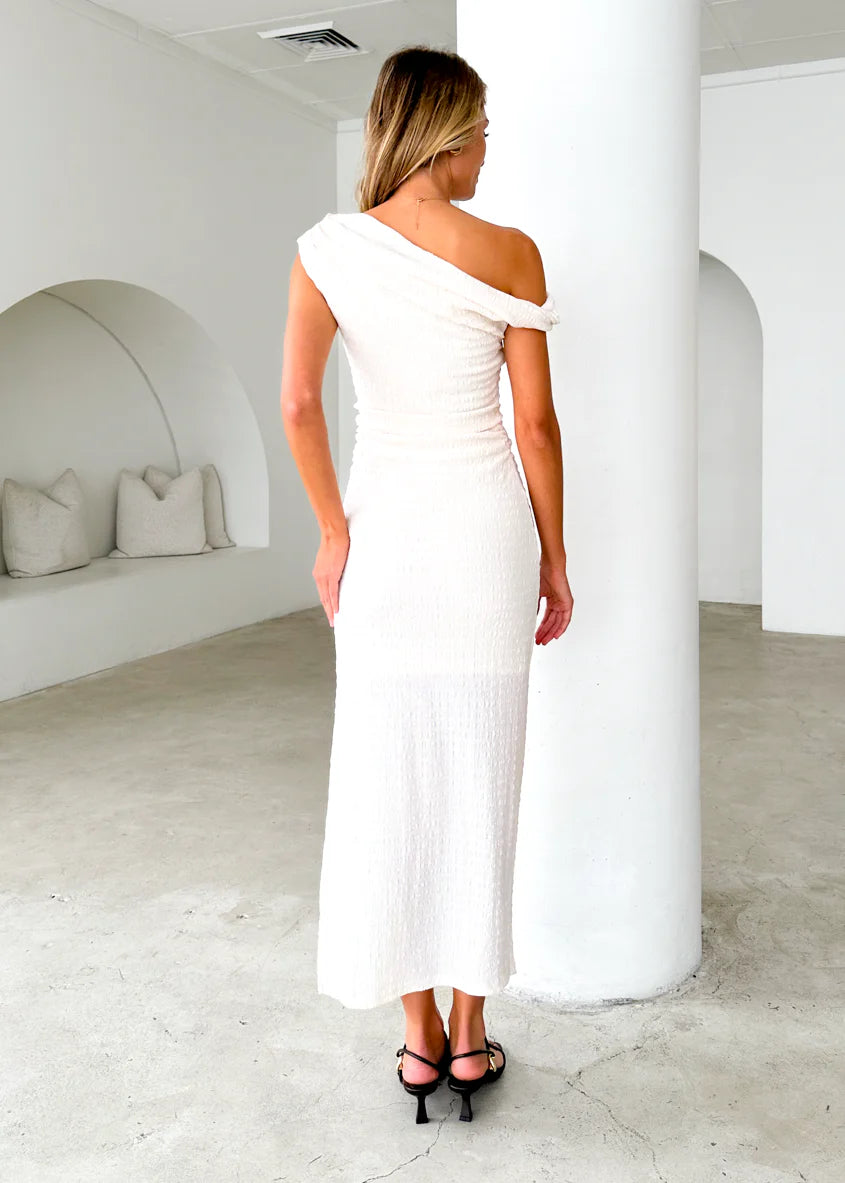 Archie One Shoulder Midi Dress - Cream
