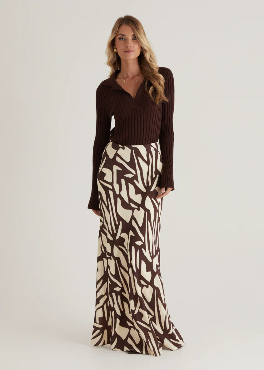Vance Maxi Skirt - Choc Vanilla