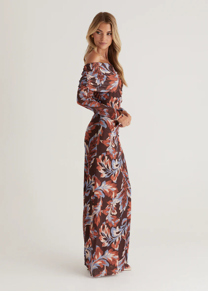 Nix Off Shoulder Maxi Dress - Autumn Leaf