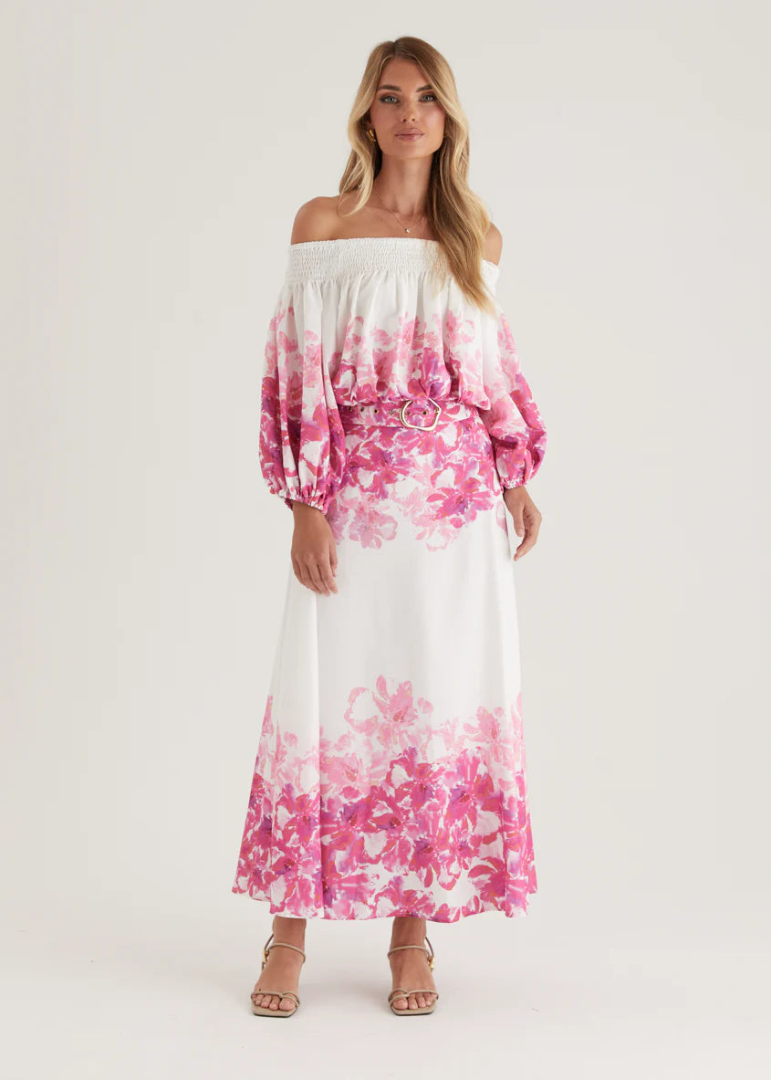 Averie Off Shoulder Top - Pink Floral