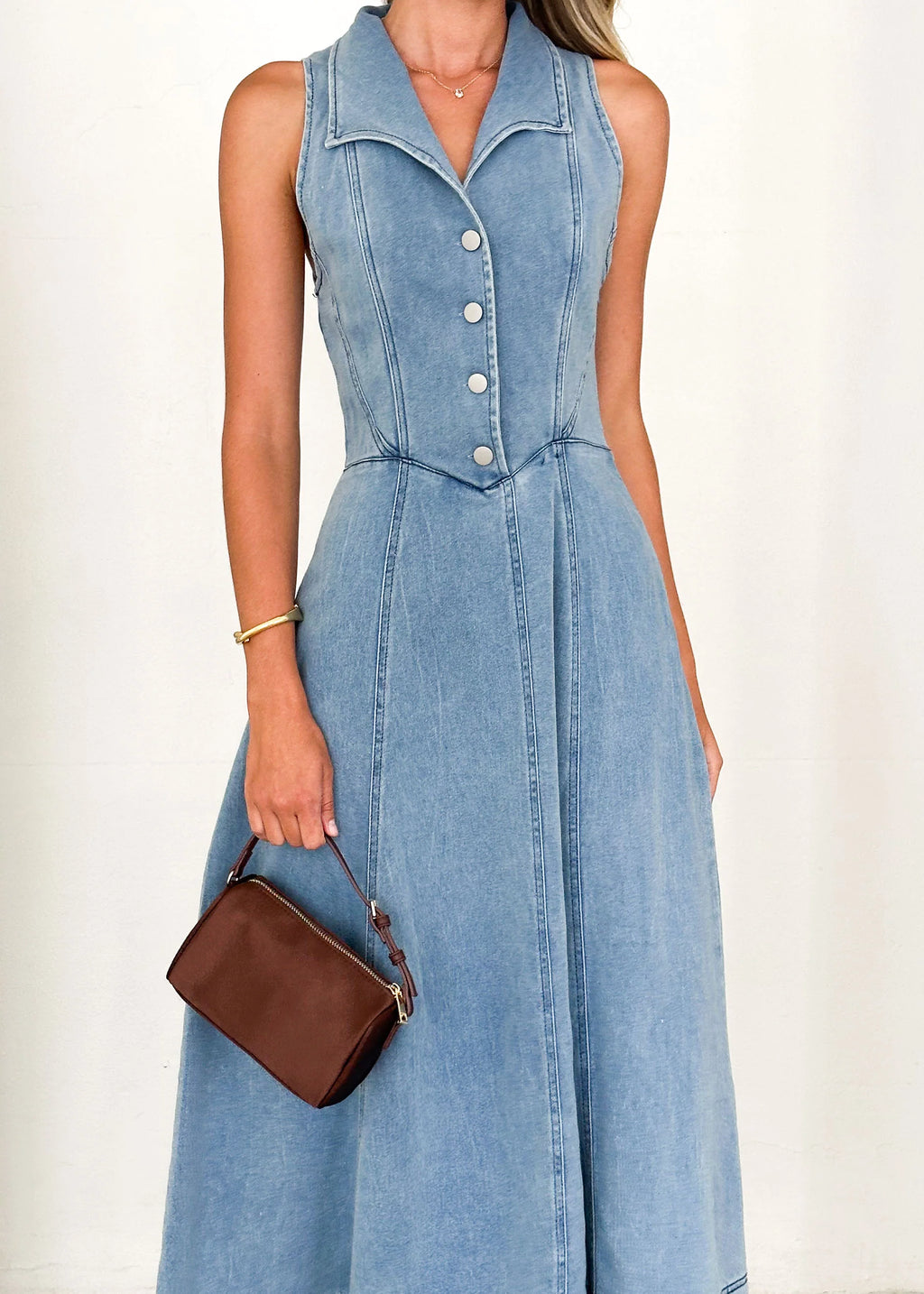 Brighton Denim Maxi Dress - Blue