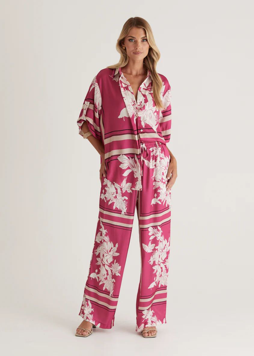 Kaycie Shirt - Magenta Floral