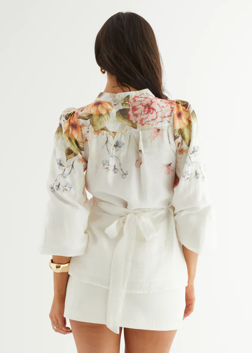 Zarline Blouse - White Garden
