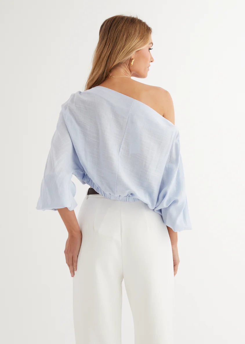 Marlowe Drop Shoulder Top - Light Blue