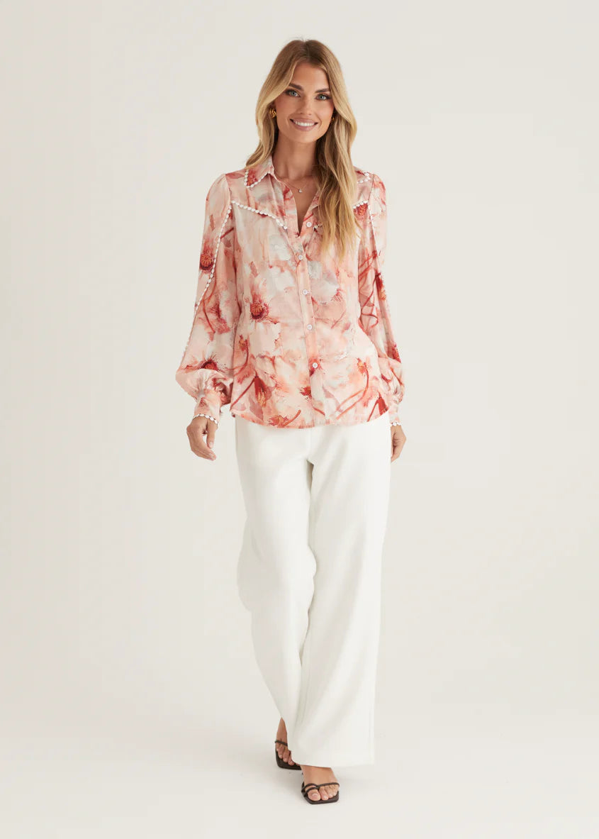 Misha Shirt - Peach Floral