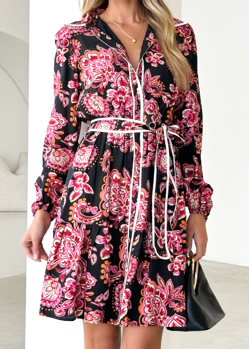 Skyler Dress - Black Paisley