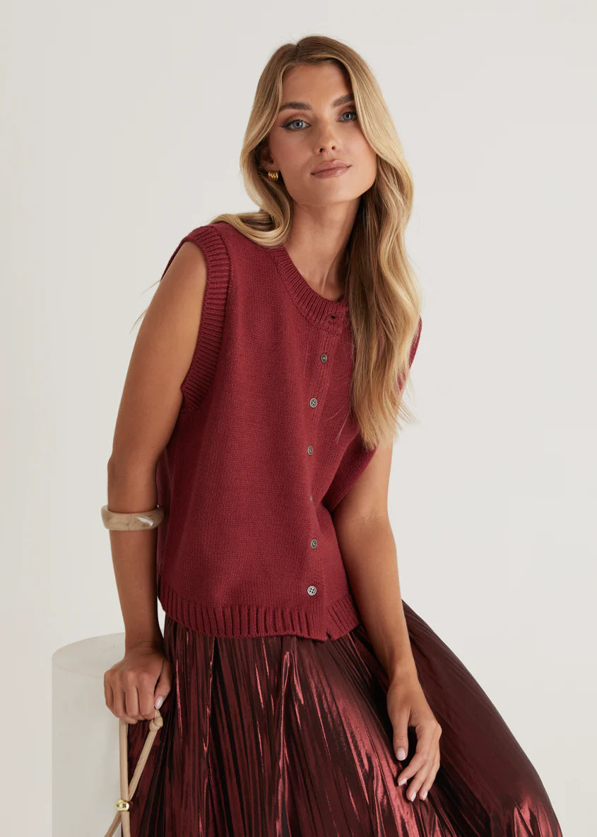 Twilight Midi Skirt - Burgundy