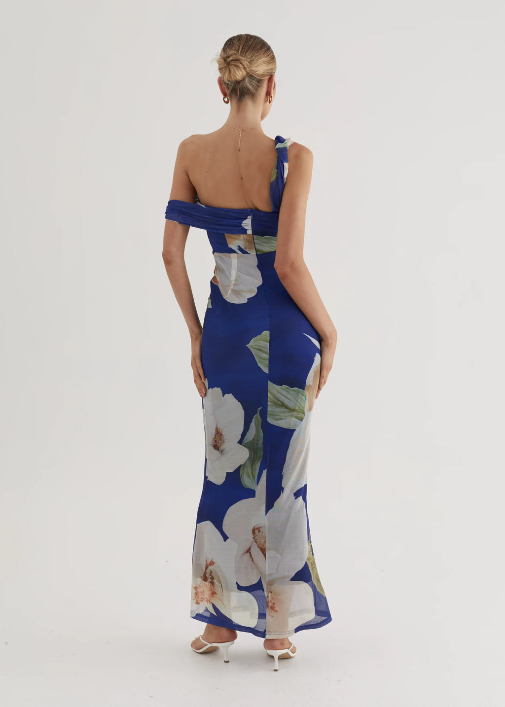 Helena Mesh Maxi Dress - Blue Flowers