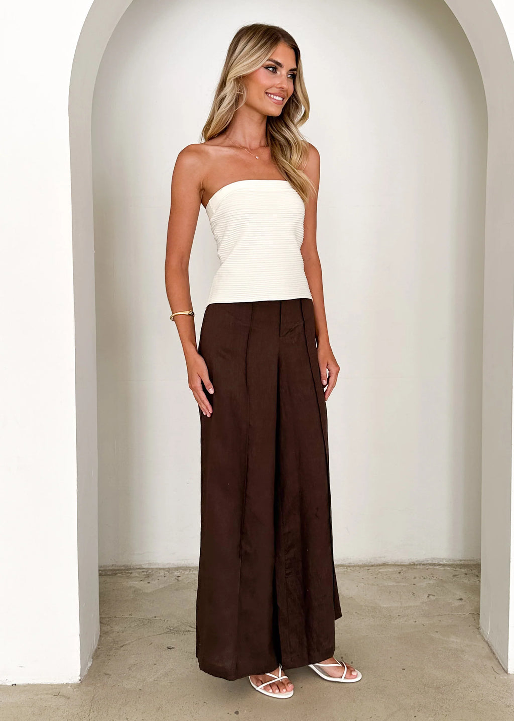 Winnie Strapless Knit Crop - Off White