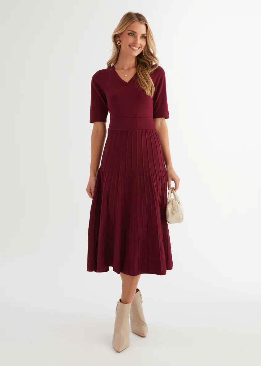 Acler Knit Midi Dress - Burgundy