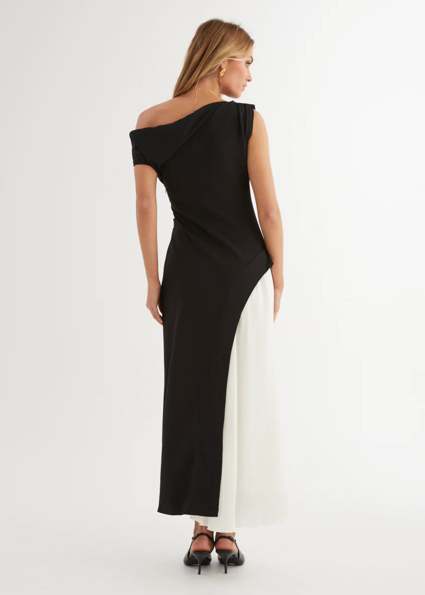 Cruiser Drop Shoulder Midi Dress - Black Splice