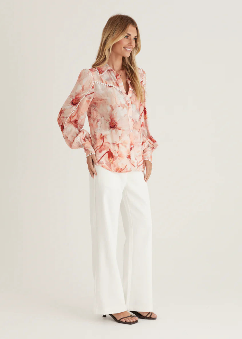 Misha Shirt - Peach Floral