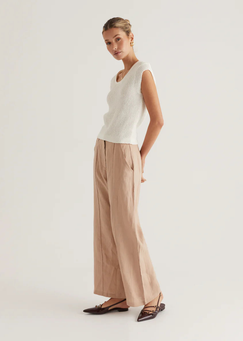 Thalia Linen Pants - Taupe