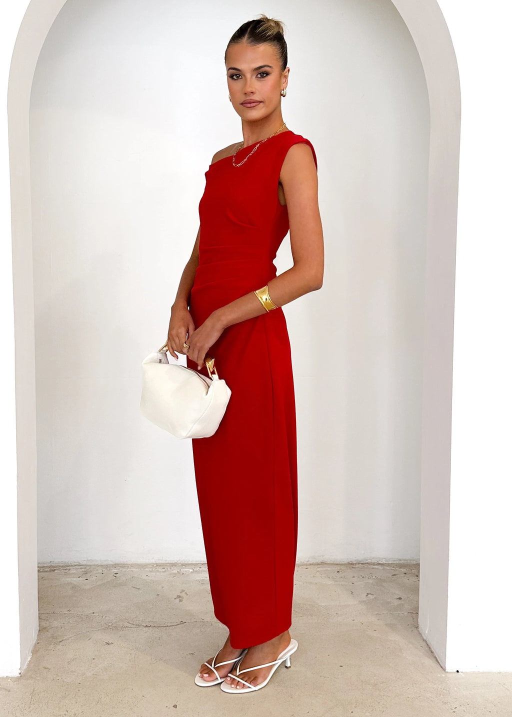 Elsea One Shoulder Maxi Dress - Red