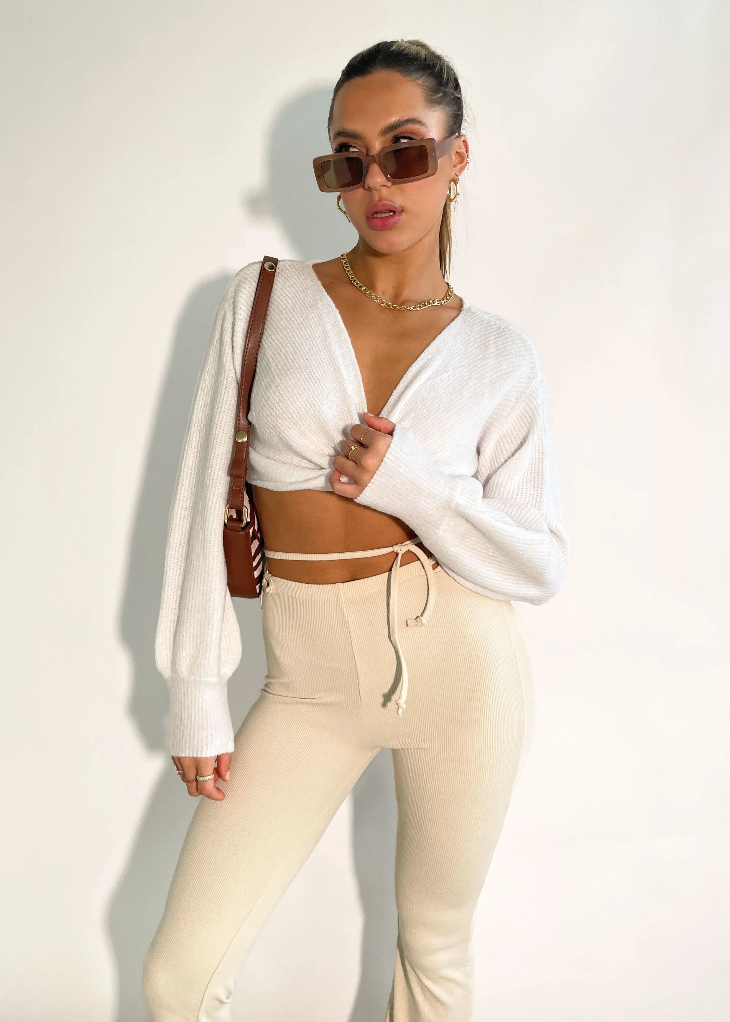 Kesor Cropped Sweater - White