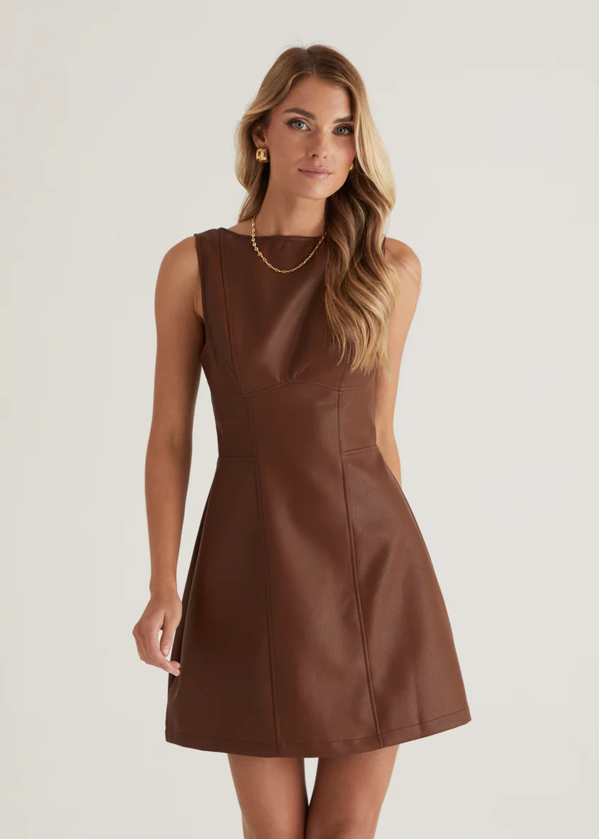 Nirvana PU Dress - Brown