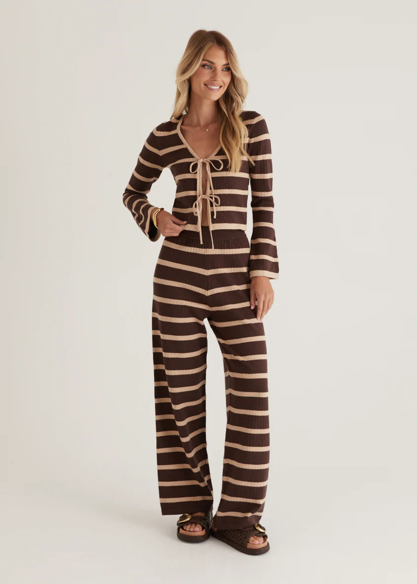 Rayla Knit Pants - Choc Stripe