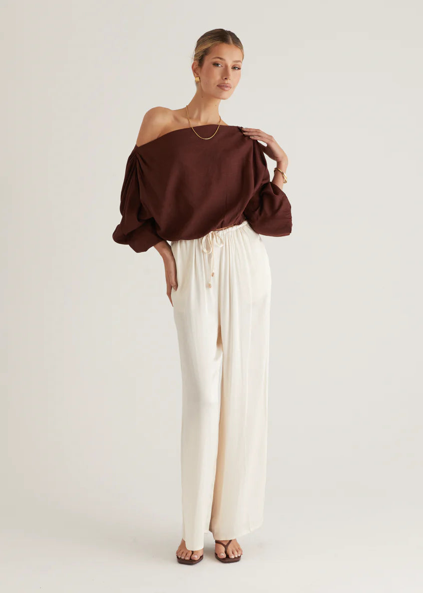 Marlowe Drop Shoulder Top - Chocolate