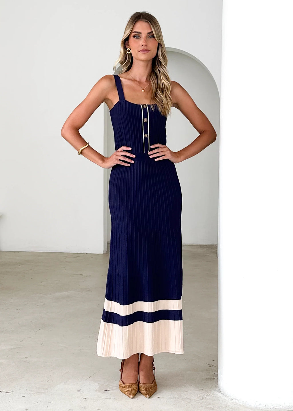 Daphne Knit Midi Dress - Navy