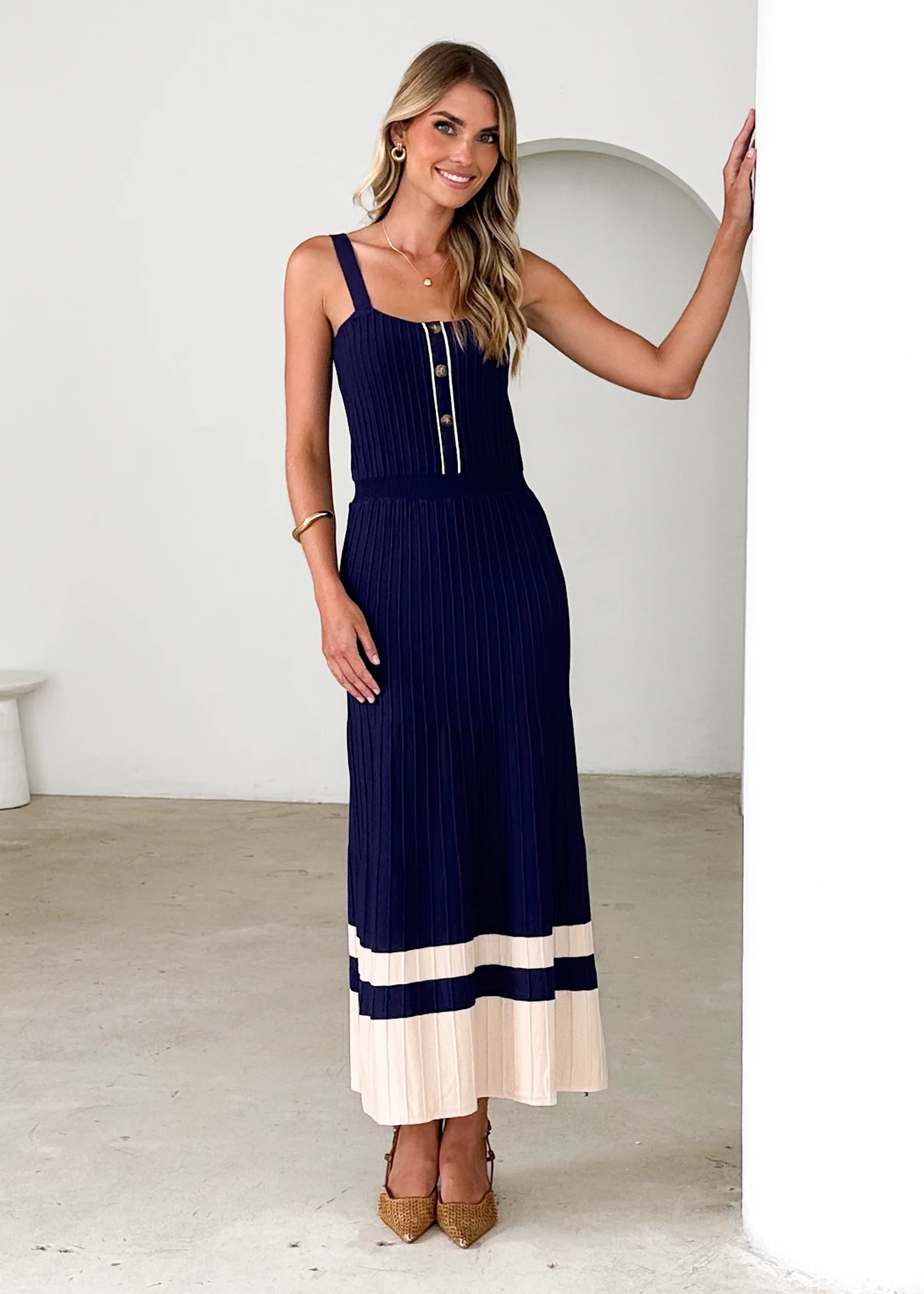 Daphne Knit Midi Dress - Navy