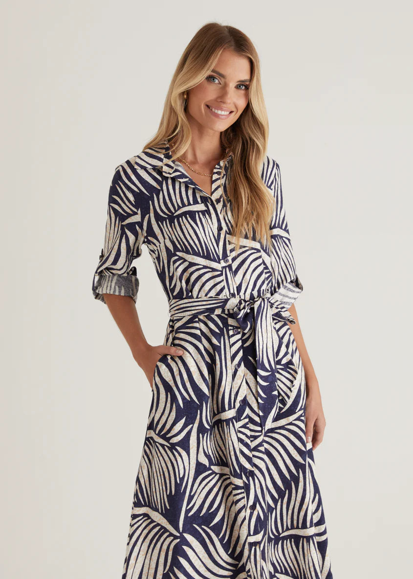 Luxe Midi Dress - Navy Fern