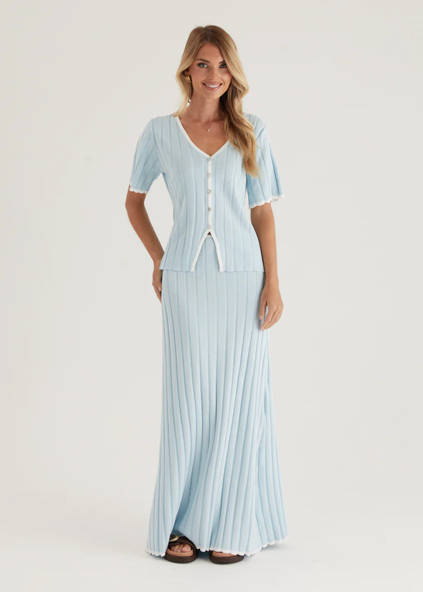 Yulia Knit Maxi Skirt - Sky Blue