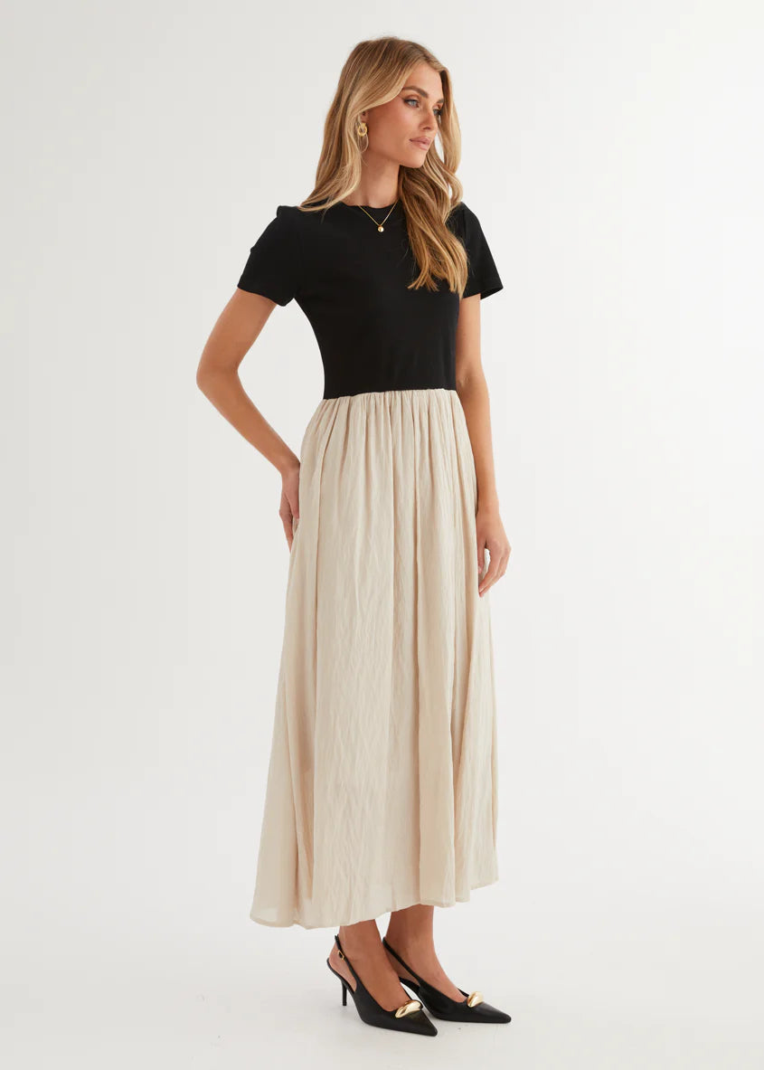 Riptide Maxi Dress - Beige Splice