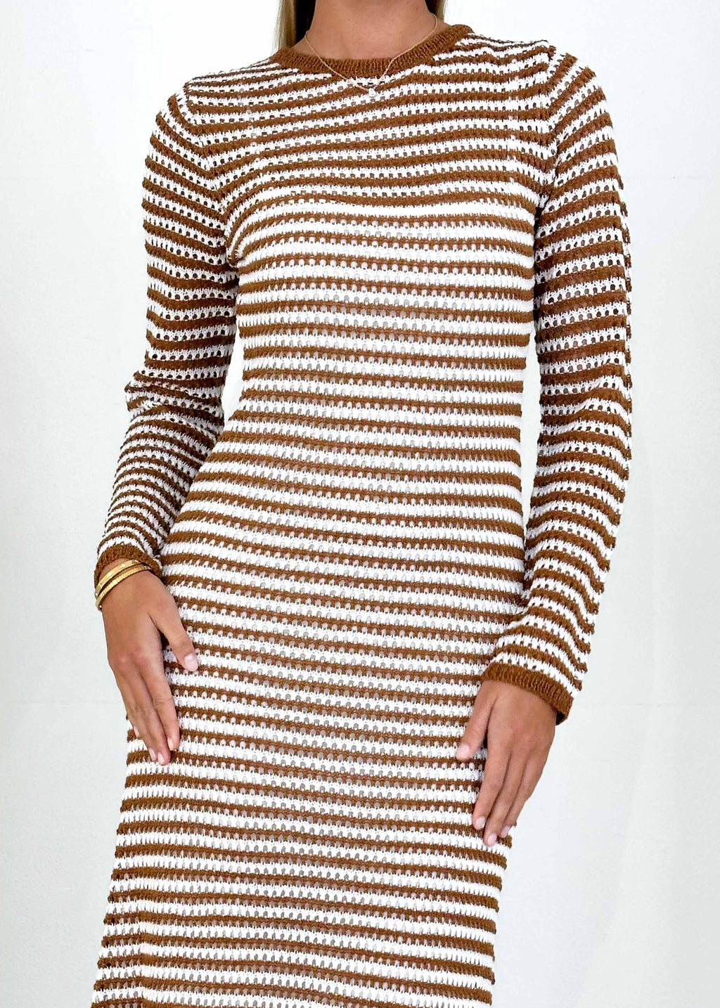 Kralta Knit Maxi Dress - Caramel Stripe