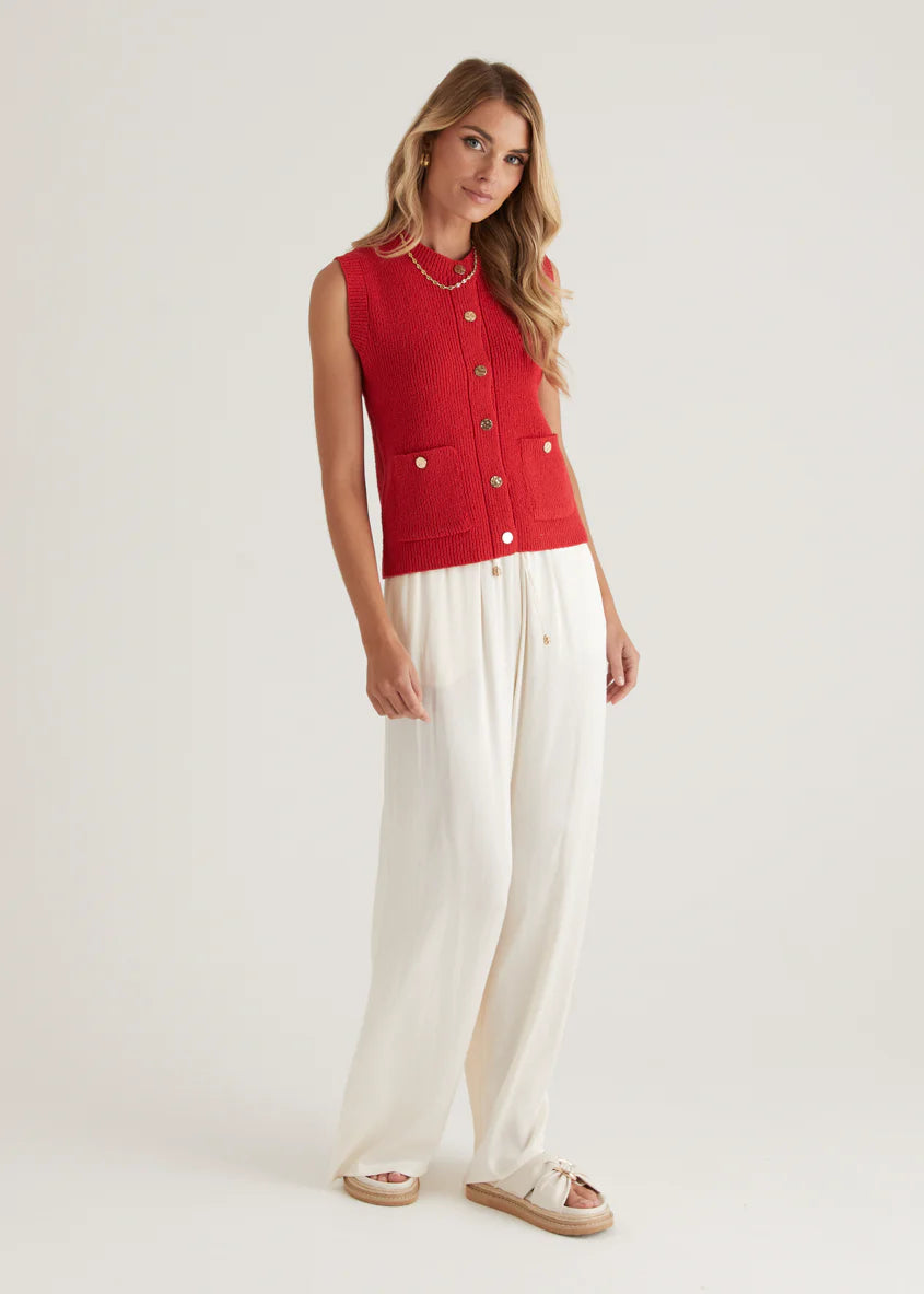 Wrennie Knitted Vest - Red