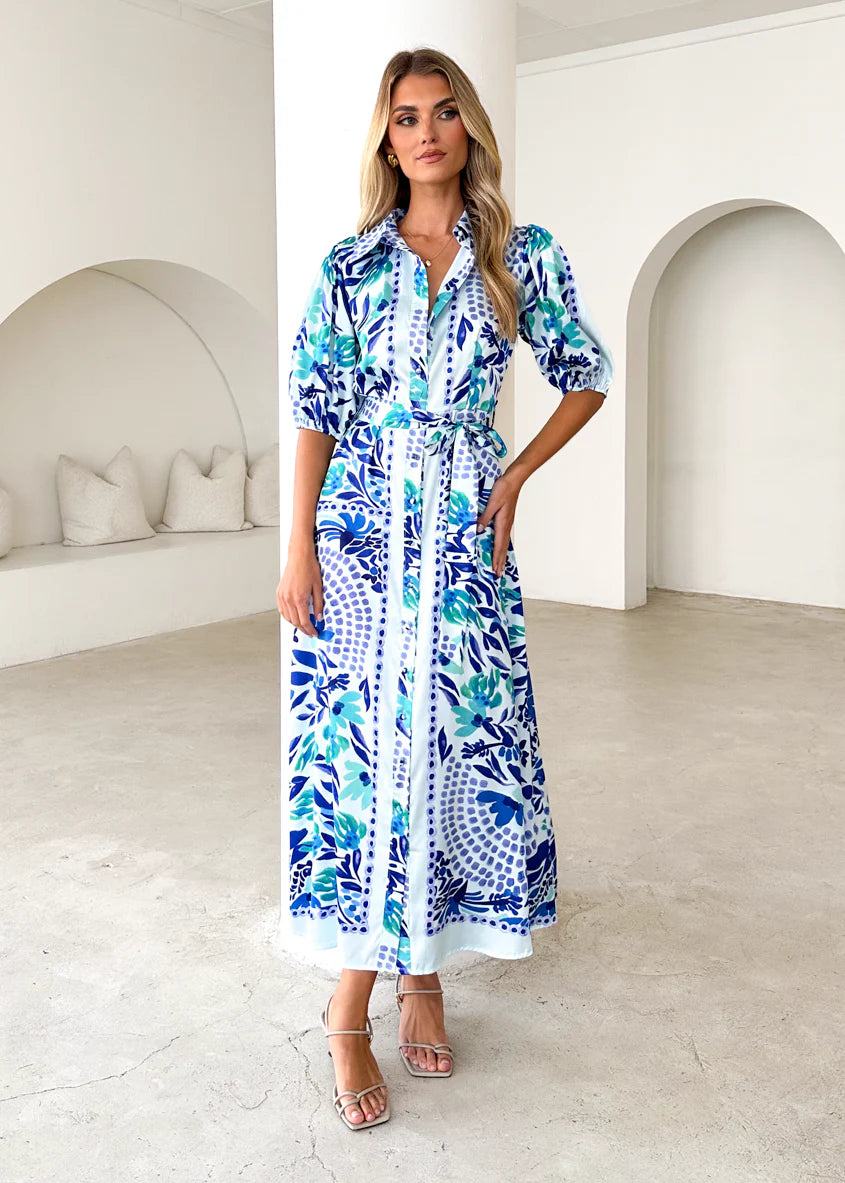 Salsa Maxi Dress - Blue Abstract