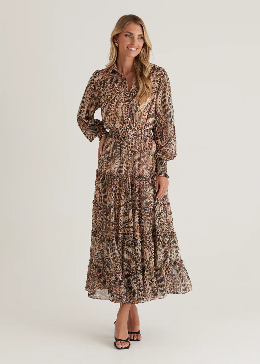 Brigette Maxi Dress - Peach Feather