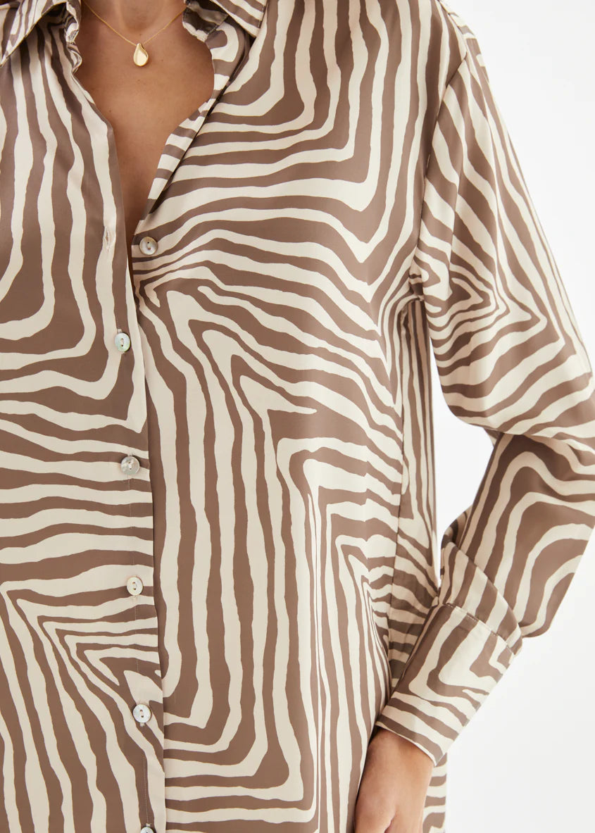 Delaray Shirt - Brown Zebra