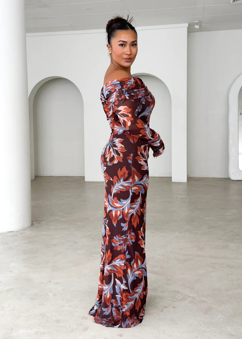 Nix Off Shoulder Maxi Dress - Autumn Leaf