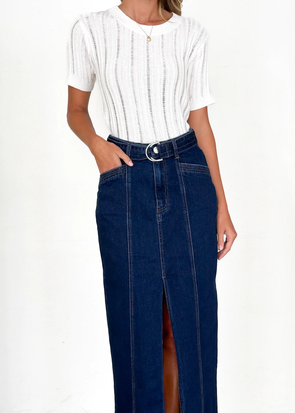 Hampton Stretch Maxi Skirt - Indigo