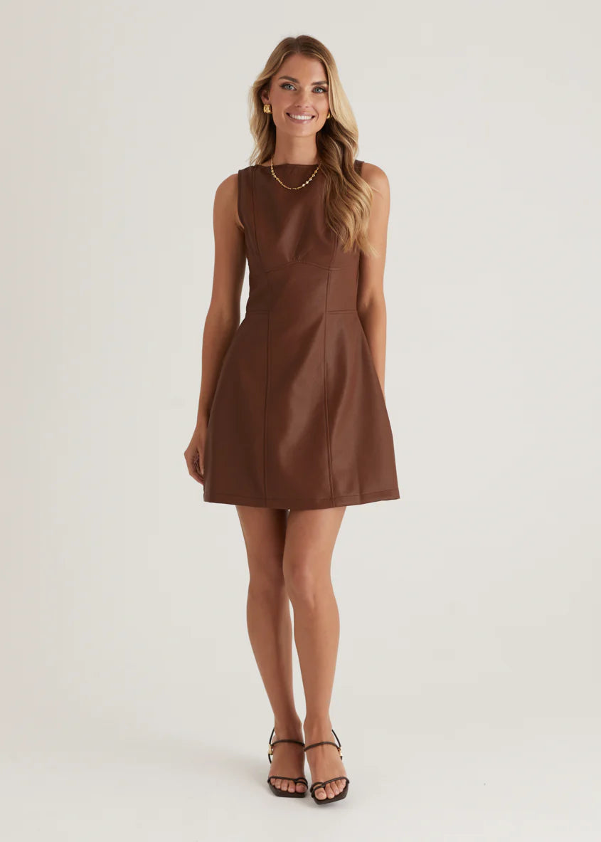 Nirvana PU Dress - Brown