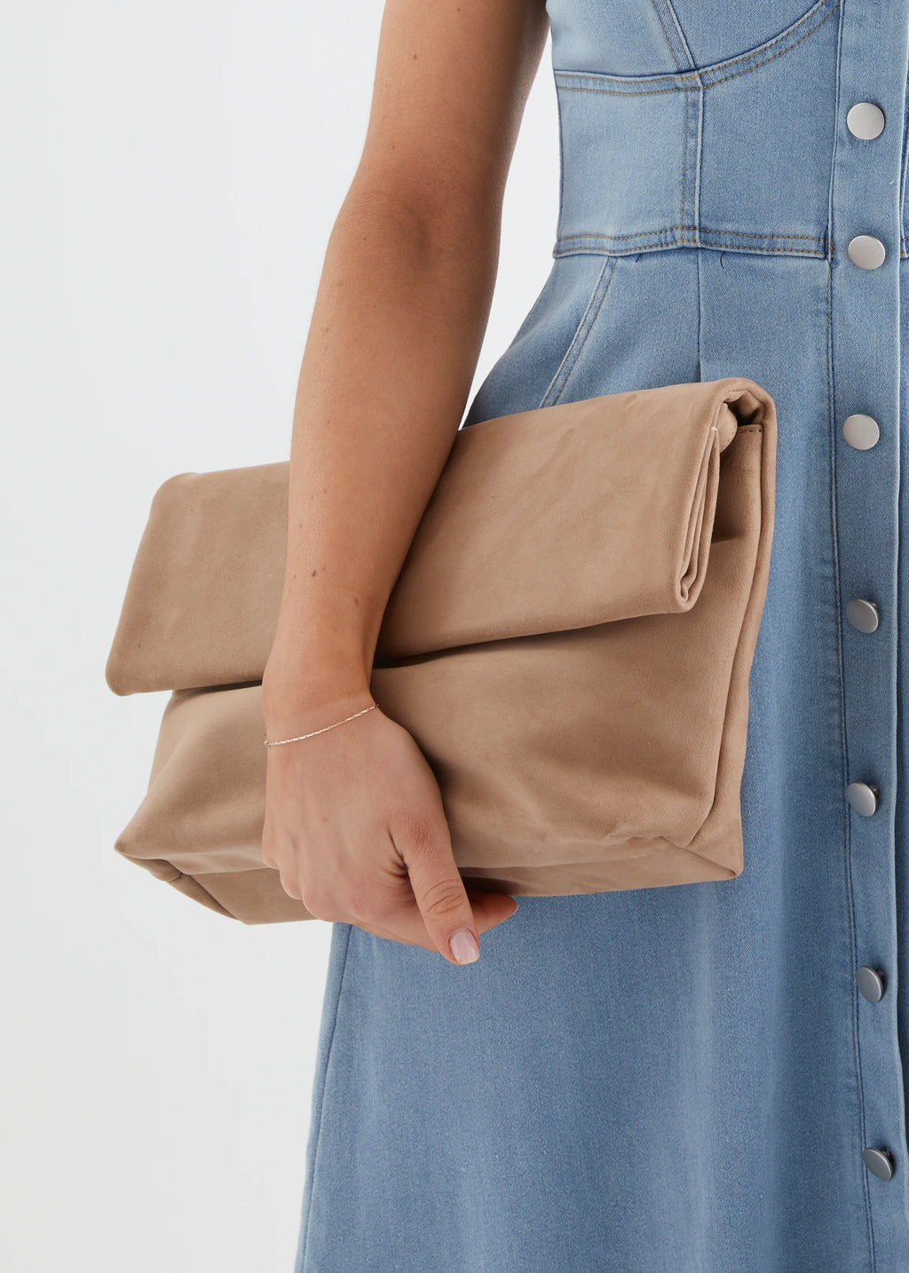 Rylee Clutch Bag - Fawn Suede