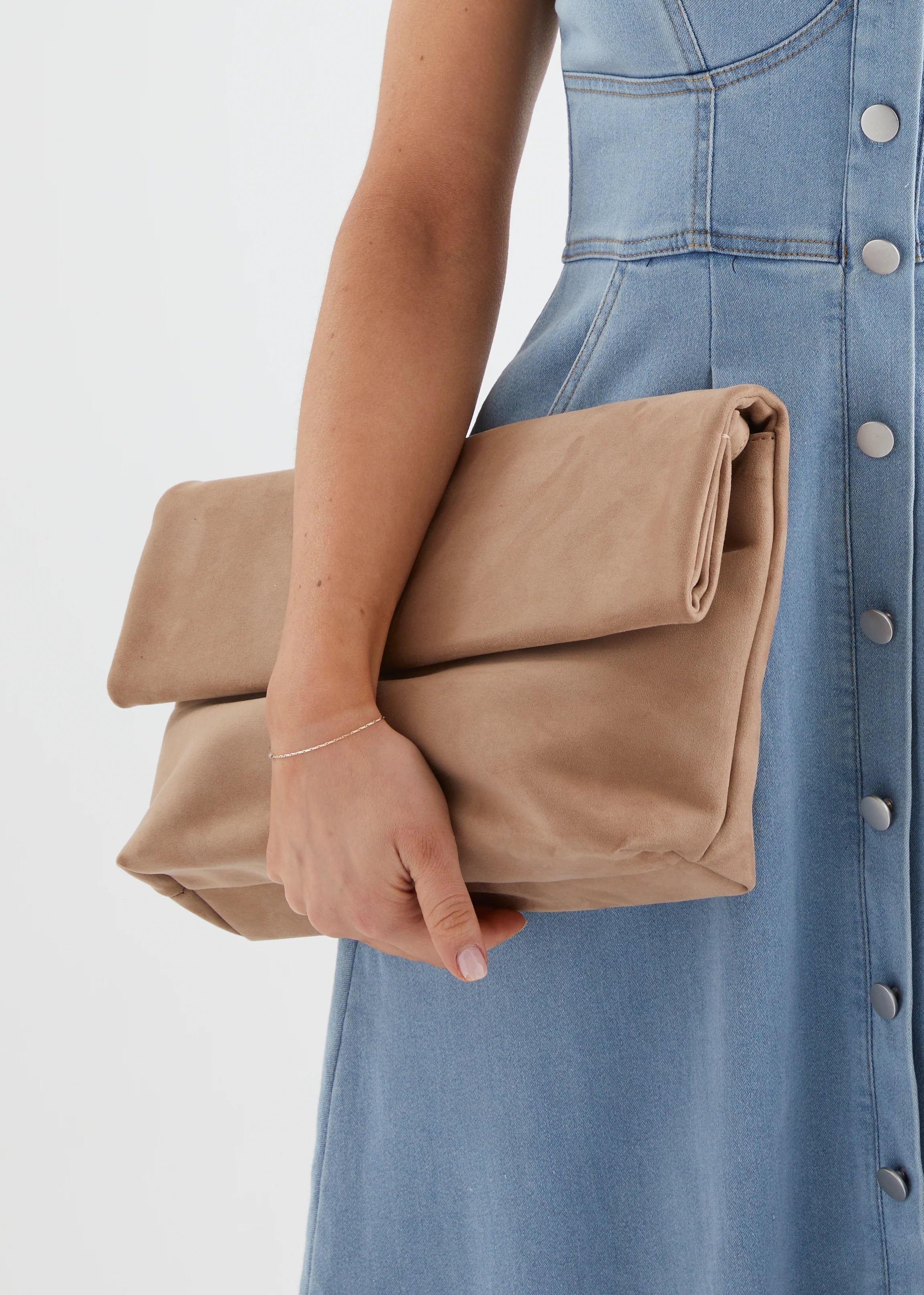 Rylee Clutch Bag - Fawn Suede