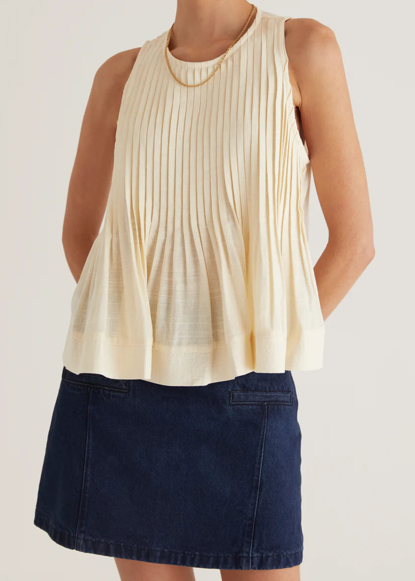 Norvina Pleated Top - Cream